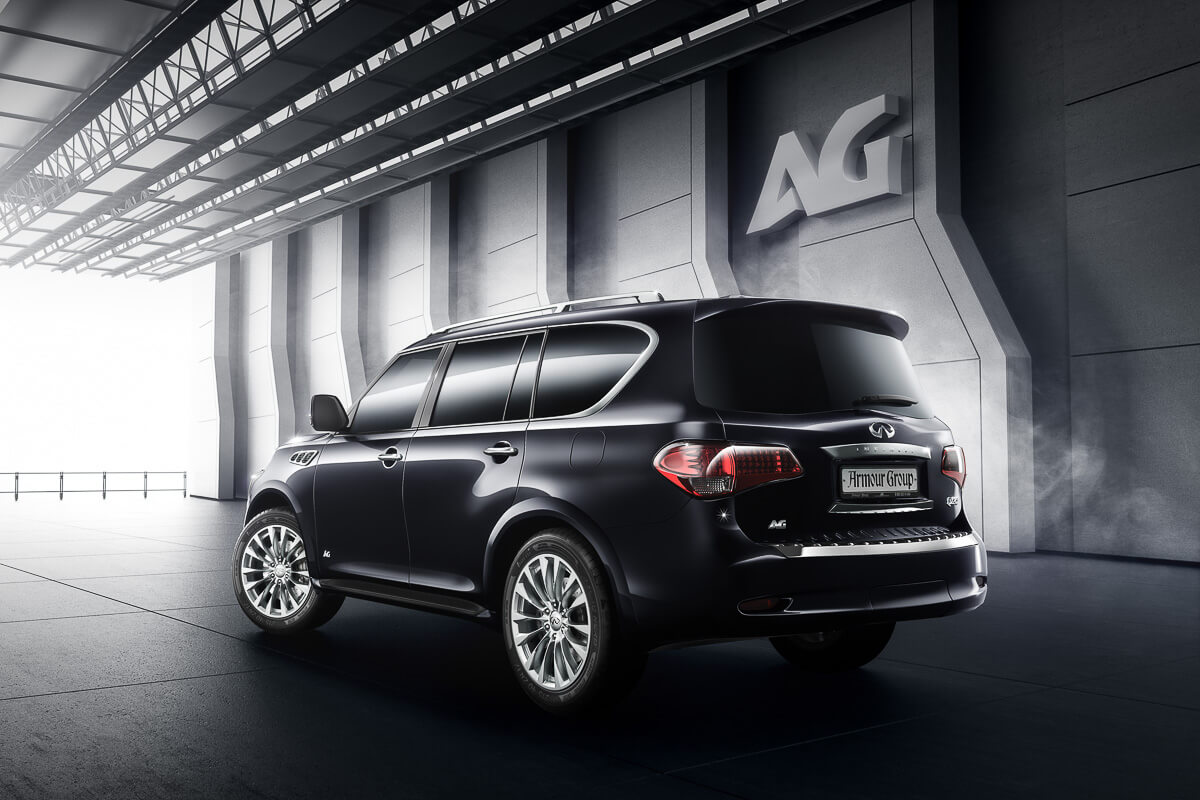 Infiniti QX 80 — бронированные автомобили от компании «АрморГрупп»,  характеристики, комплектации, фото