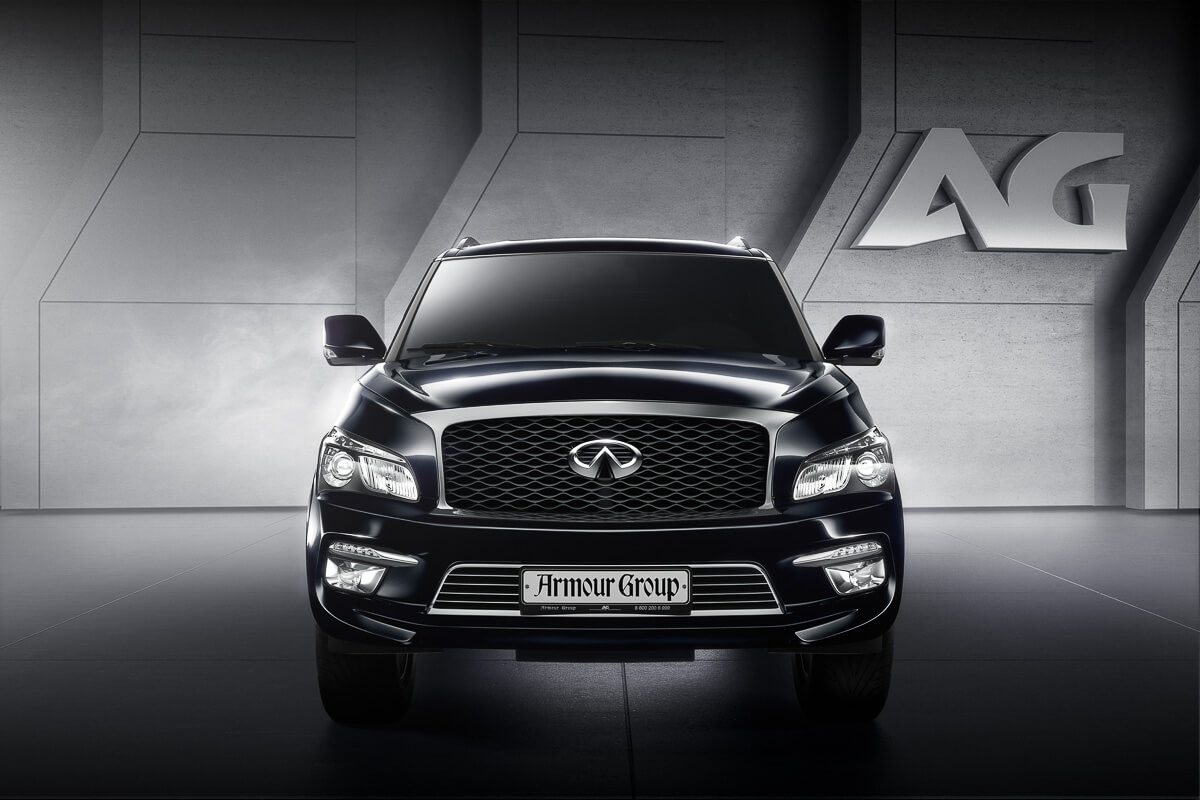 Infiniti QX 80 — бронированные автомобили от компании «АрморГрупп»,  характеристики, комплектации, фото